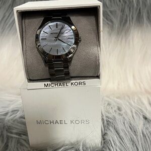 Michael Kors Silver and Gray Slim Runway Watch